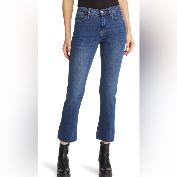 Frame Denim - Le High Raw Hem Ankle Straight Leg Jeans In Allesandro -Size 26
